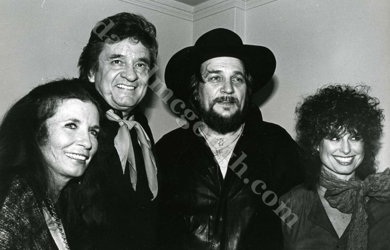 Johnny Cash, June Carter Cash, Waylon Jennings _ Jesse Colter 1985 NYC.jpg